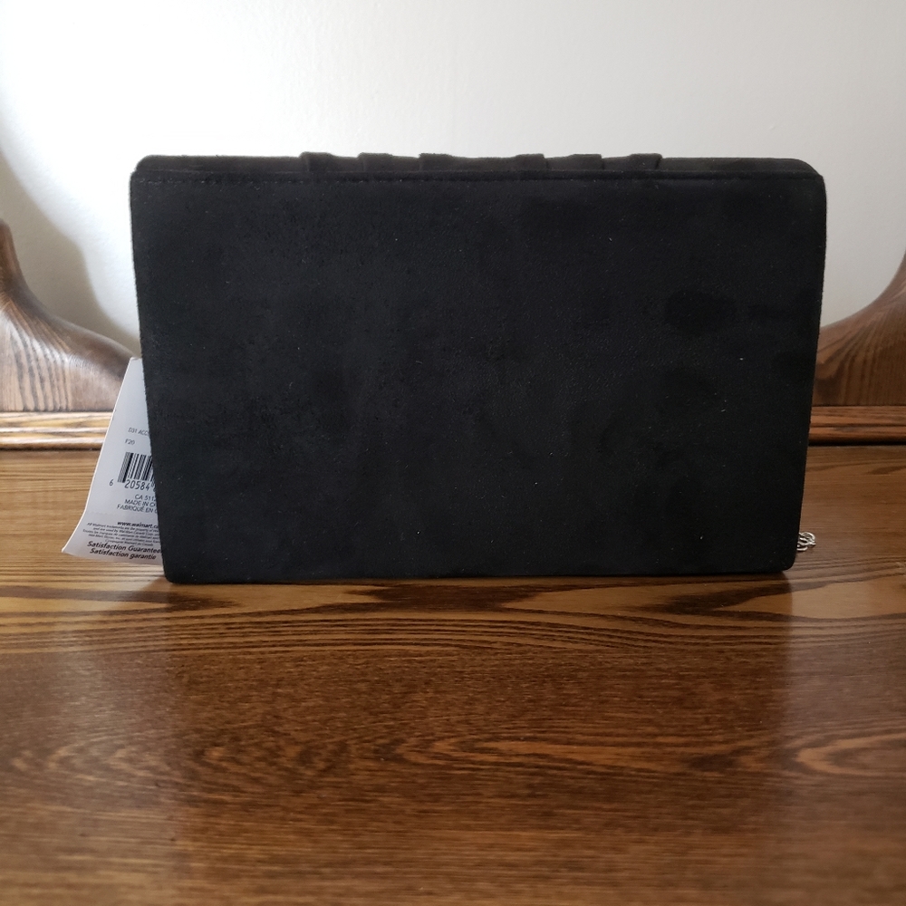 George Evening Bag Suede Pleated Clutch - Black - Picture 3 of 7
